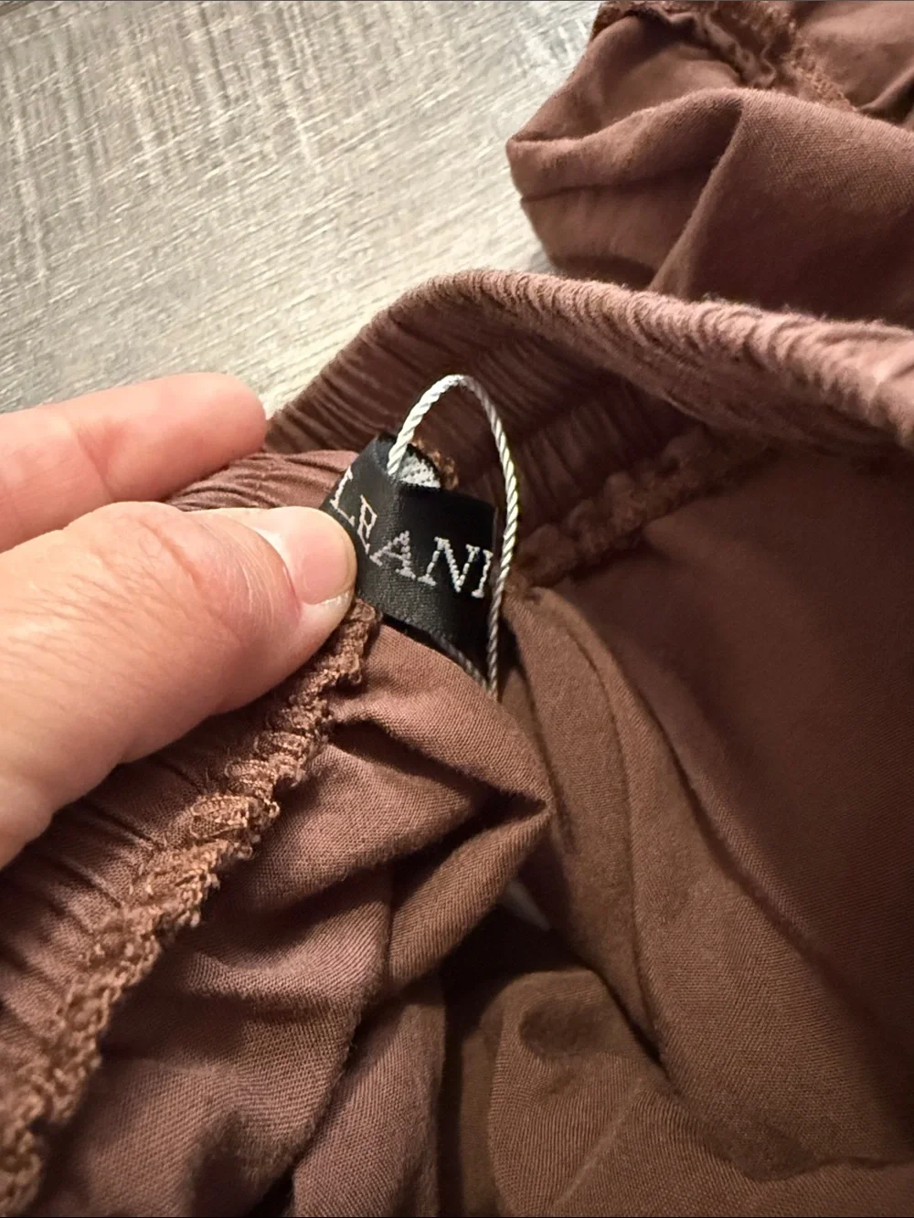 Tiered Drawstring Maxi Skirt in Chocolate Brown - Picture 3 of 4